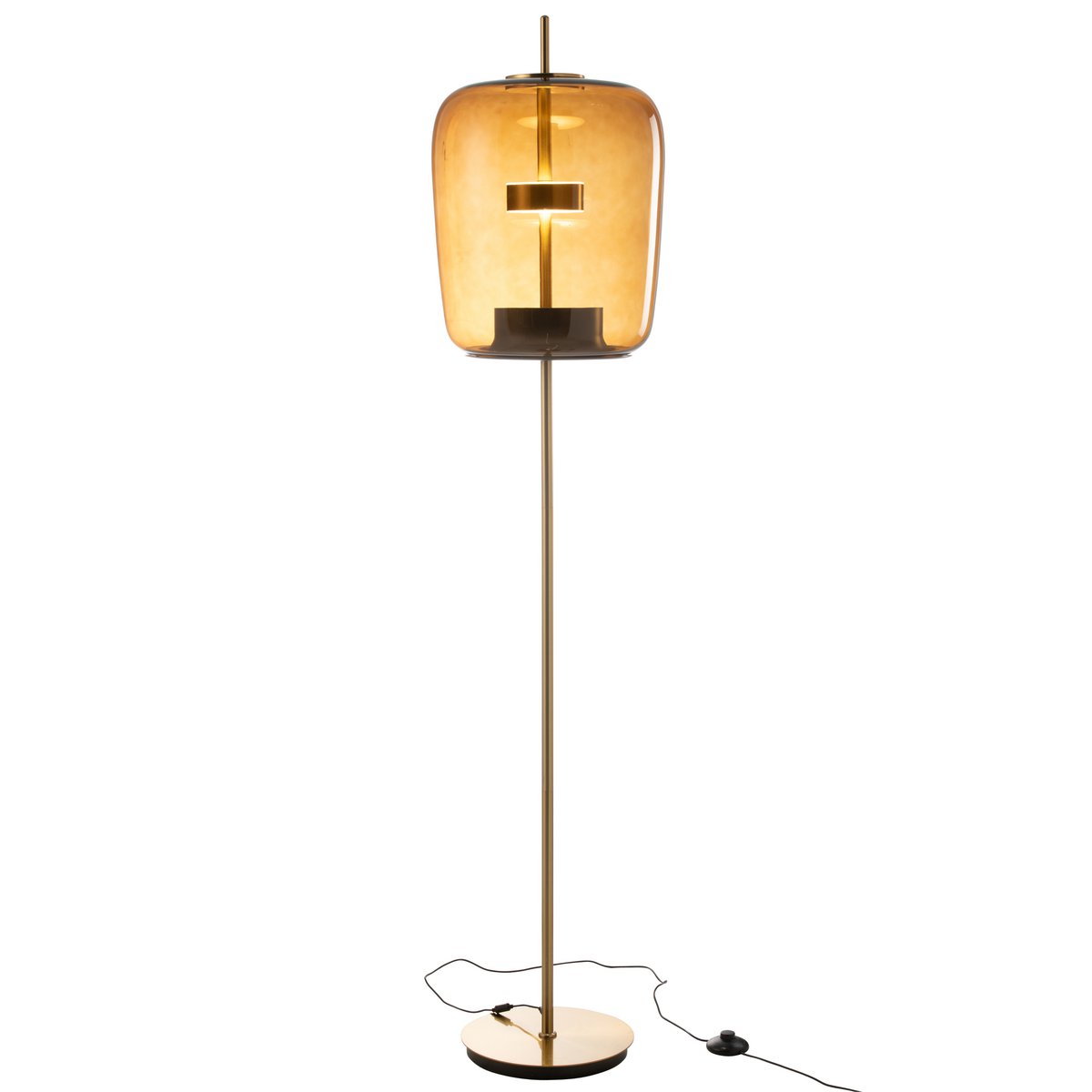 J-Line staanlamp - glas - bruin - LED lichtjes
