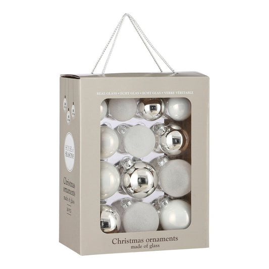 Kerstballen Set - 26 Stuks - Ø7 cm - Glas - Wit