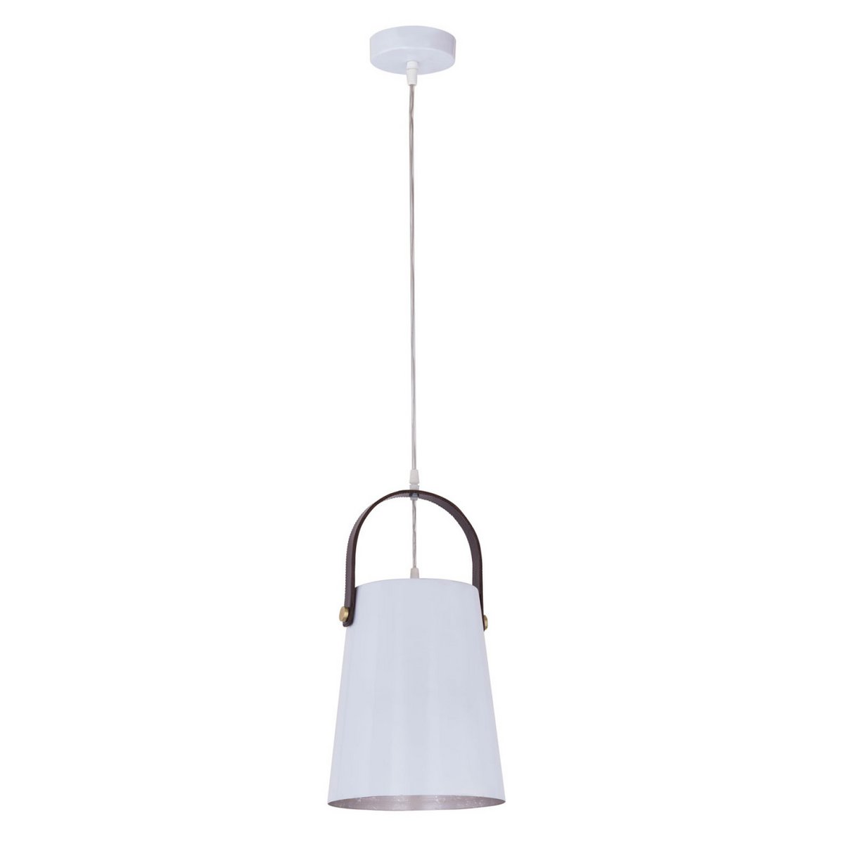 Hanglamp metaal met leren hanger Vintage stijl Wit of Zwart