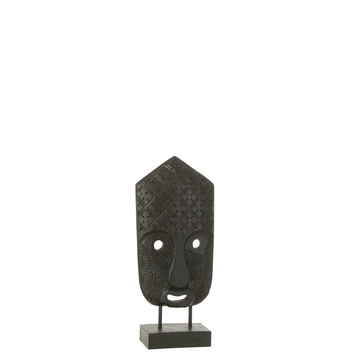 J-Line decoratie masker Op Voet Albasia - hout - zwart - small