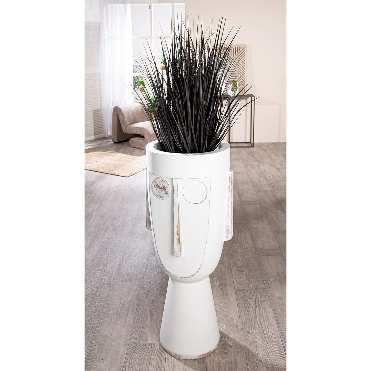 Bloempot xxl "gezicht" wit H. 106 cm
