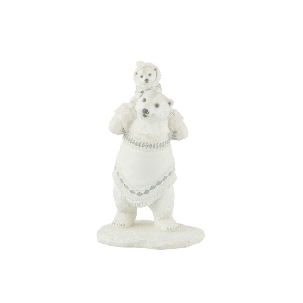 J-Line figuur IjsBeer + Beertje Hand In Hand - polyresin - wit/grijs