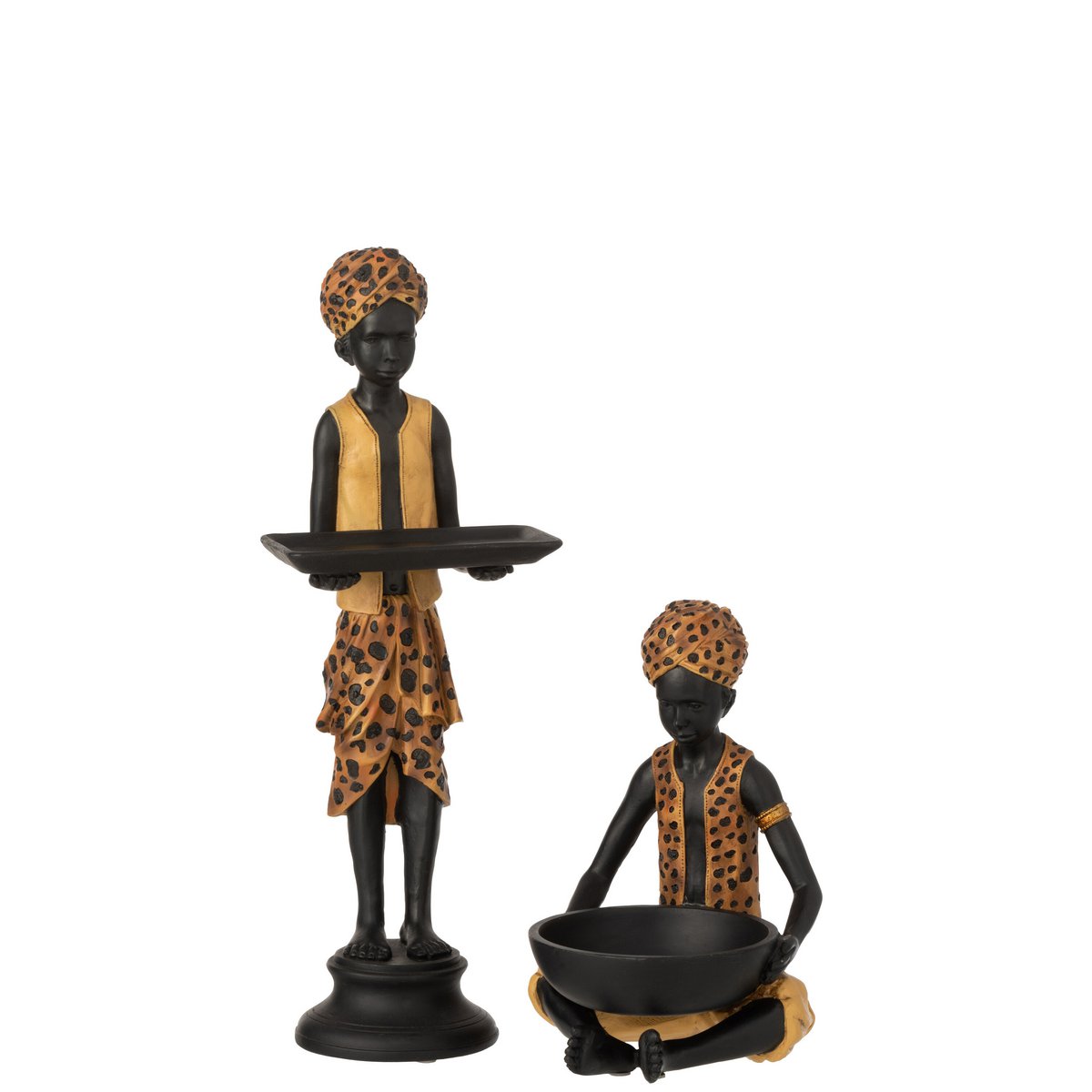 J-Line figuur Jongen Plateau - polyresin - zwart/bruin