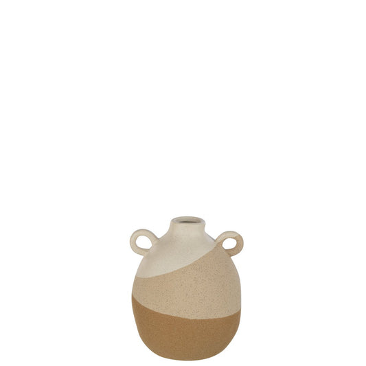J-Line vaas Oor - keramiek- beige/lichtbruin - small -  Ø 16 cm