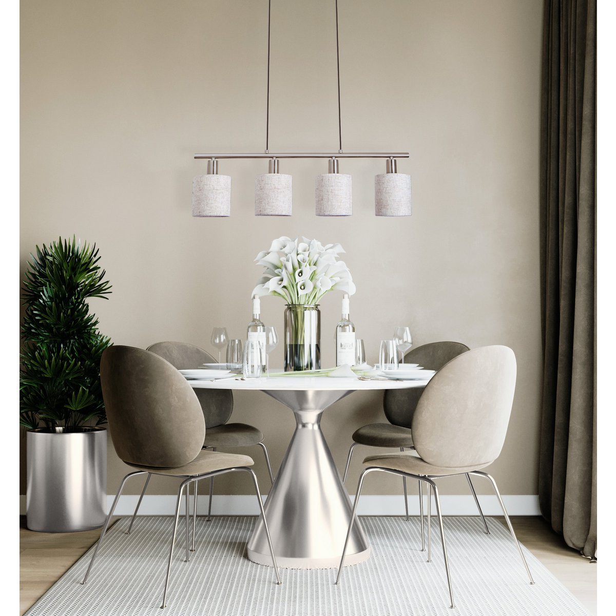 Hanglamp "Maron" 4 spots lengte 71,5 cm Grijs