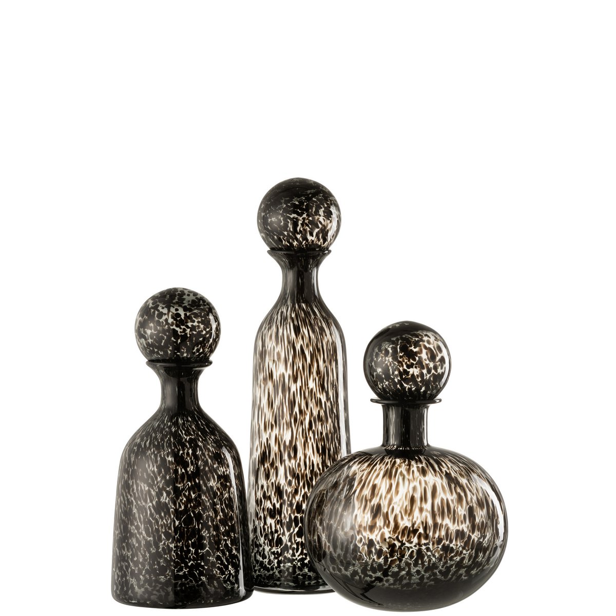 J-Line decoratie Fles + Stop Stip Hoog - glas - zwart - large