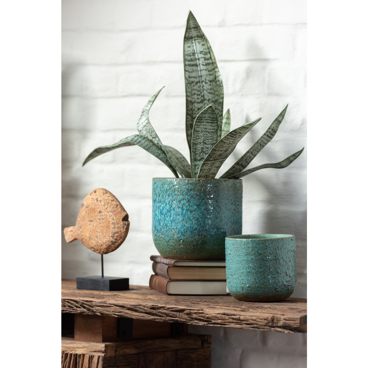 J-Line decoratie vissen Op Voet Albasia - hout - naturel - 2 stuks