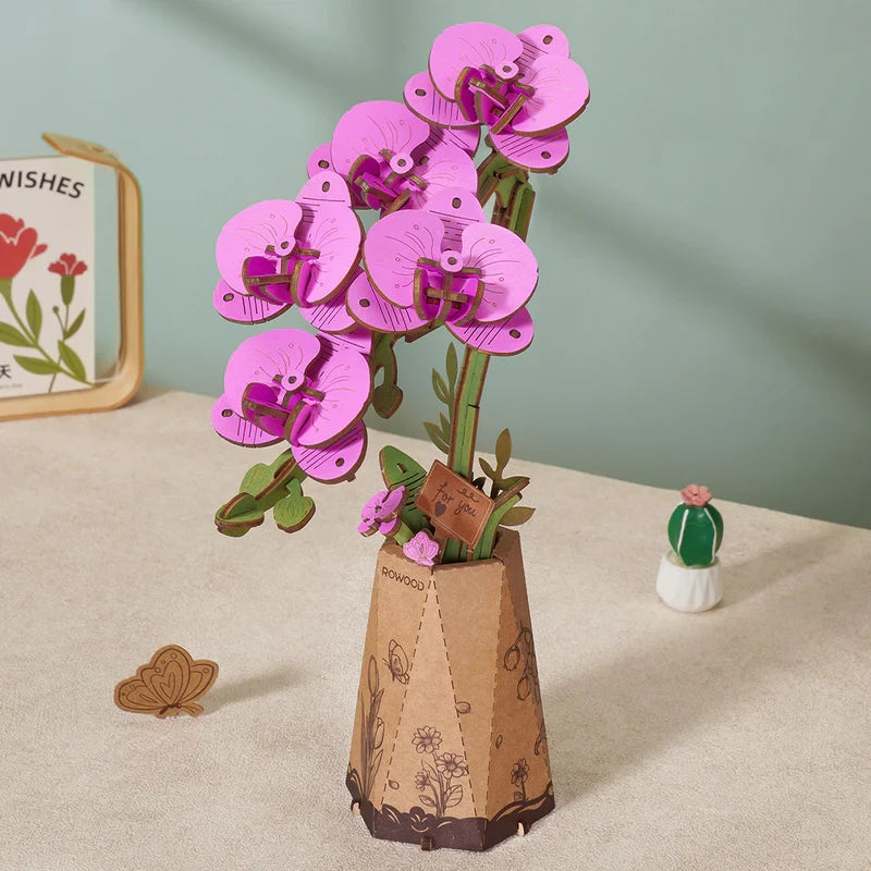 Houten bloem Paarse Orchidee