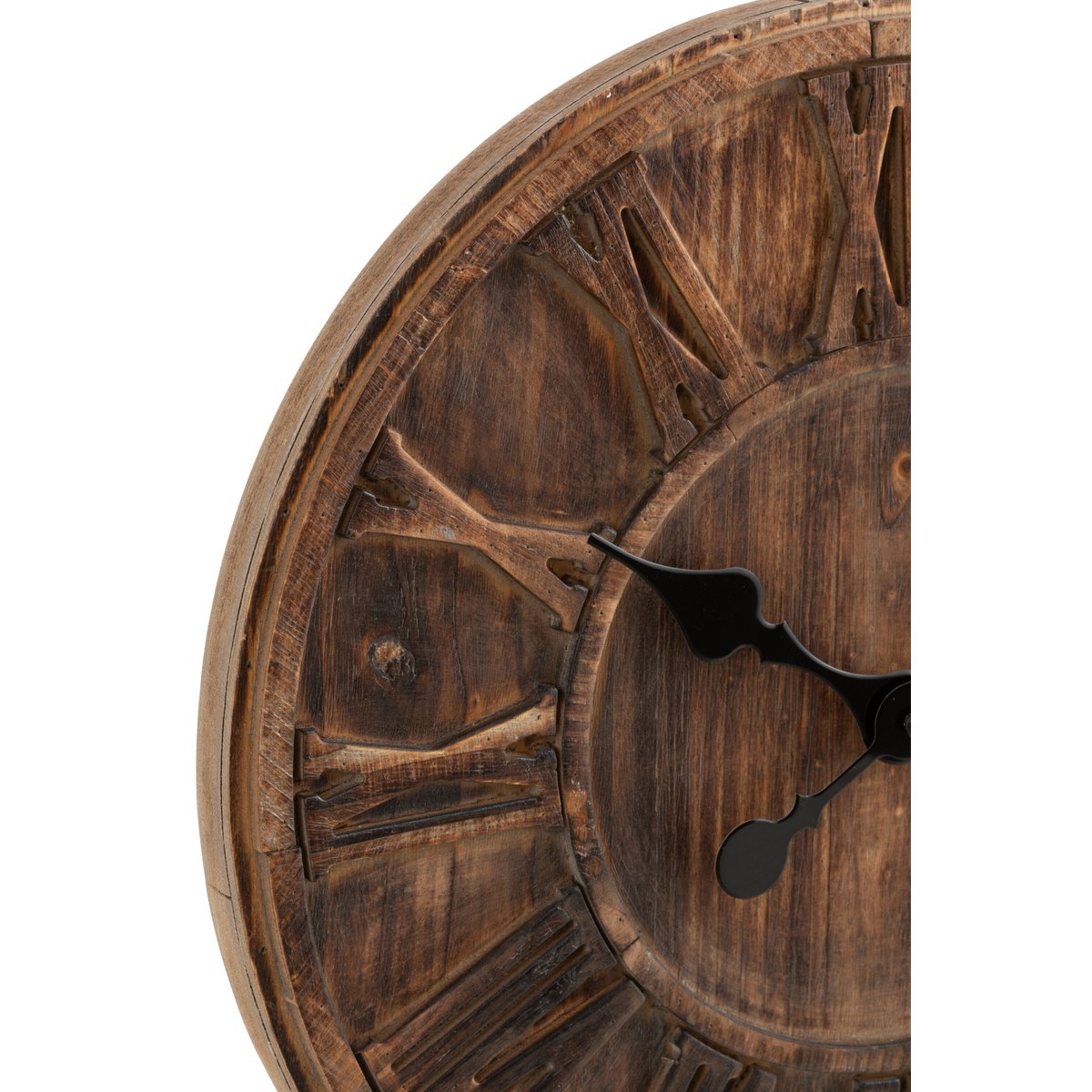 J-Line klok Schijf Romeinse Cijfers - hout - bruin - medium - Ø 40 cm