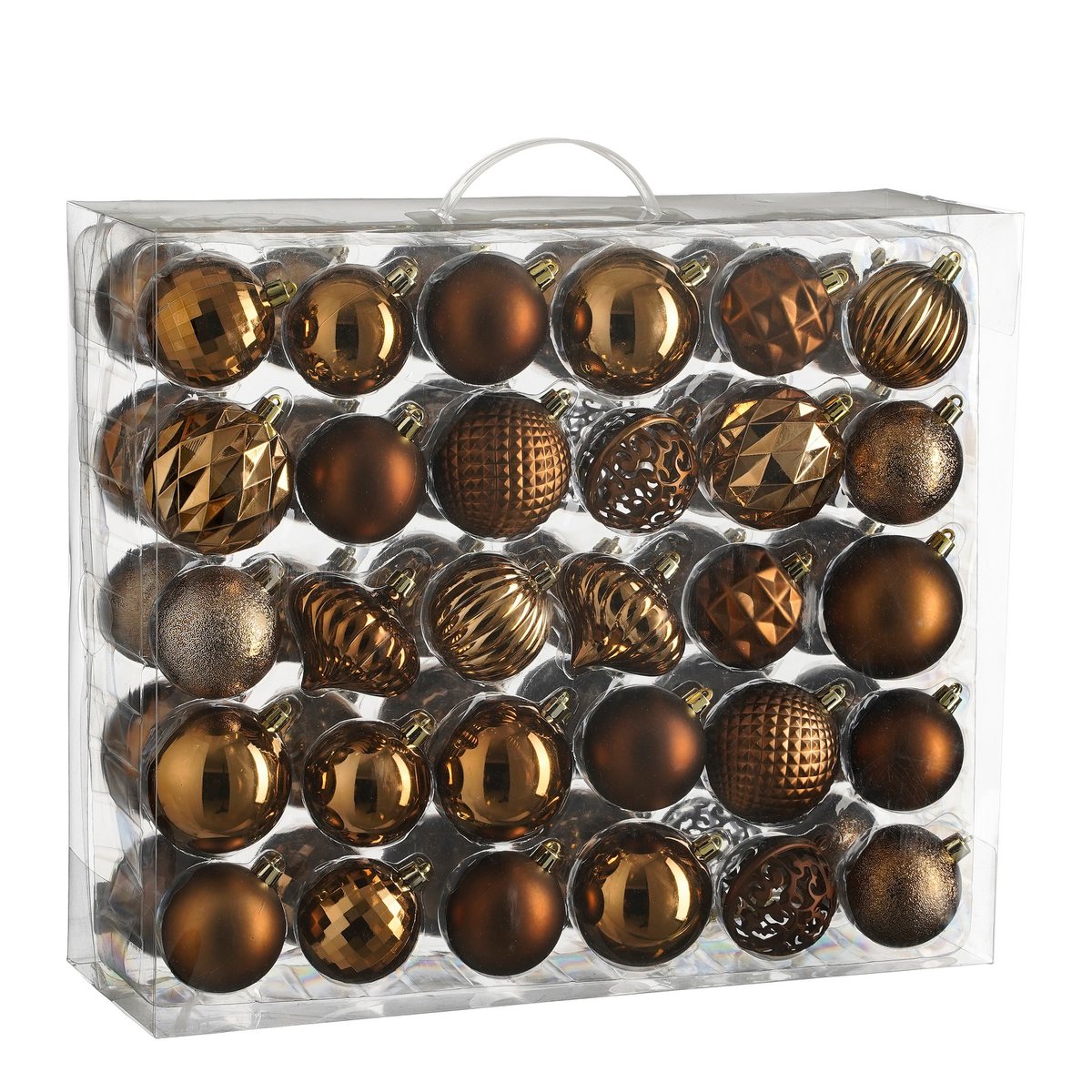 Kerstballen Set - 60 Stuks - Ø7 cm - Onbreekbaar - Bruin