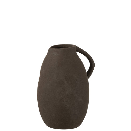 J-Line vaas Kruik - keramiek - zwart - medium - Ø 14 cm