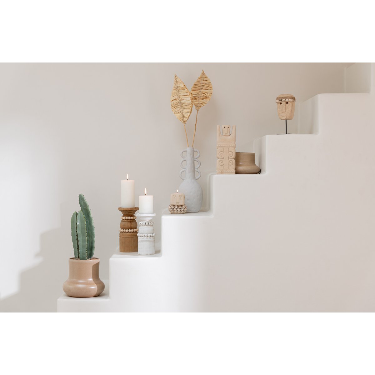 J-Line kaarshouder Pila - hout - wit - small