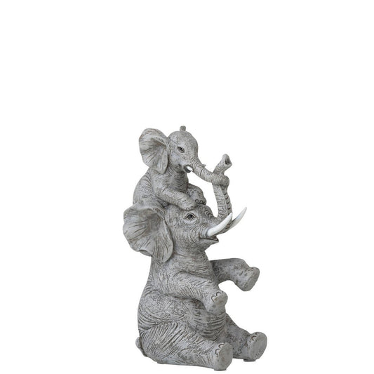 J-Line figuur Olifant Kind Op Rug - polyresin - grijs