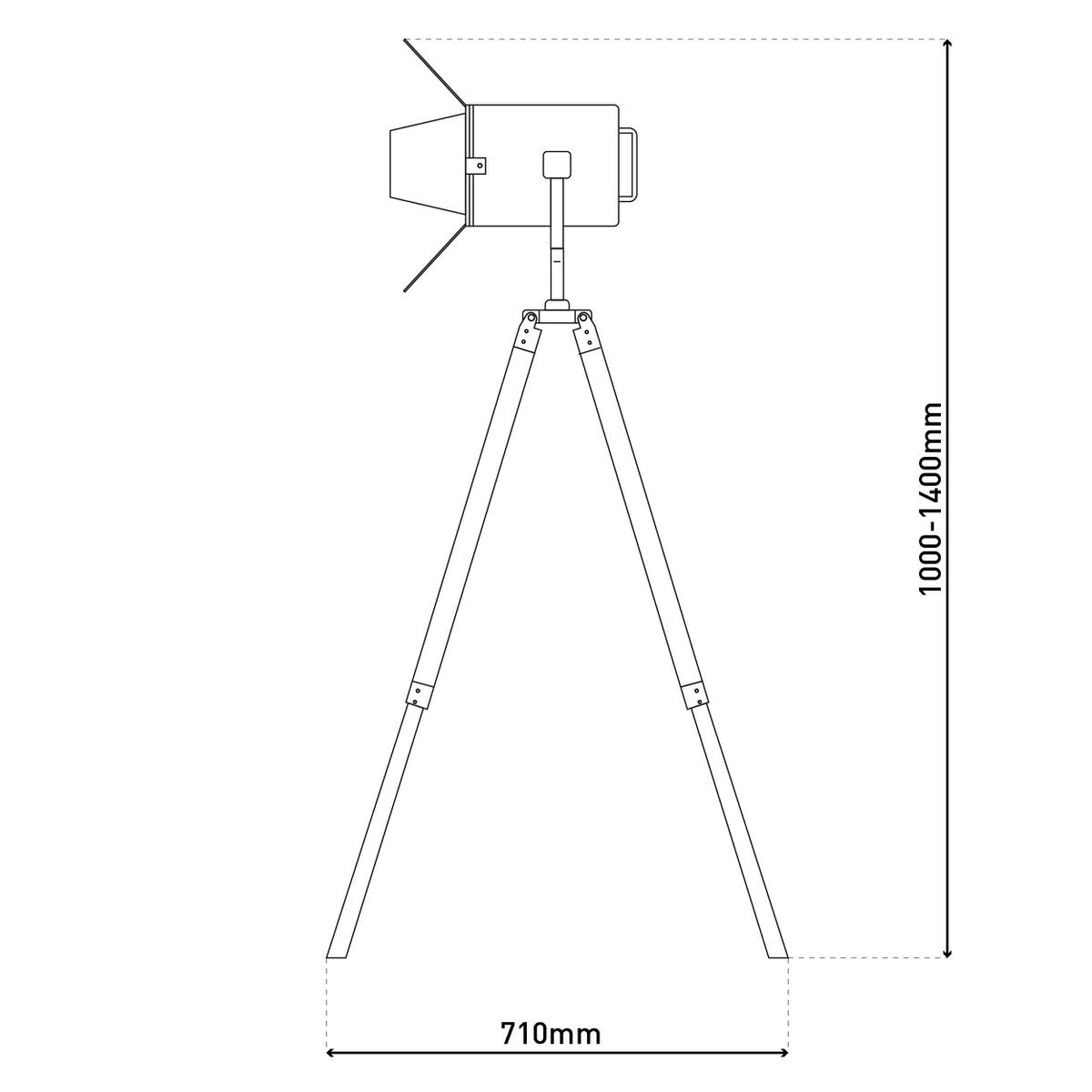 Staande lamp driepoot "Holly" verstelbaar 100-140 cm hoog hout