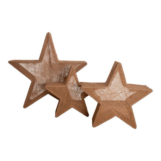 Set van 3 LED Sterren Bruin