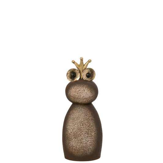 J-Line Kikker Kroon Donkerbruin/Goudkleurig Small