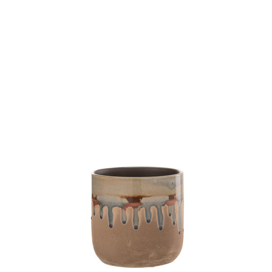J-Line bloempot Druppel - keramiek - beige/grijs - small - Ø 15 cm