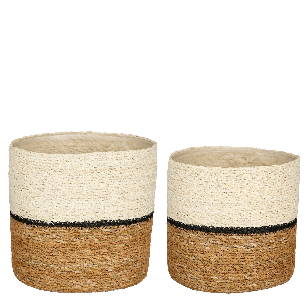 Damian Plantenmand - Set van 2 - H20 x Ø20 cm - Zeegras - Wit