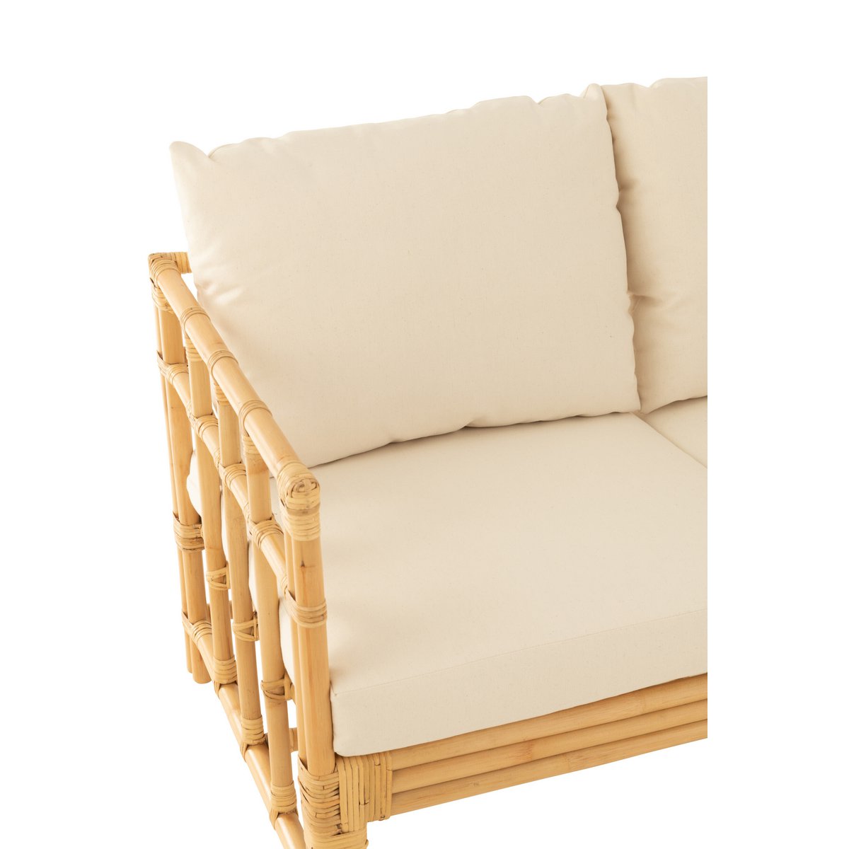 J-Line sofa Elise + kussen 2 Personen - rotan/textiel - naturel/wit