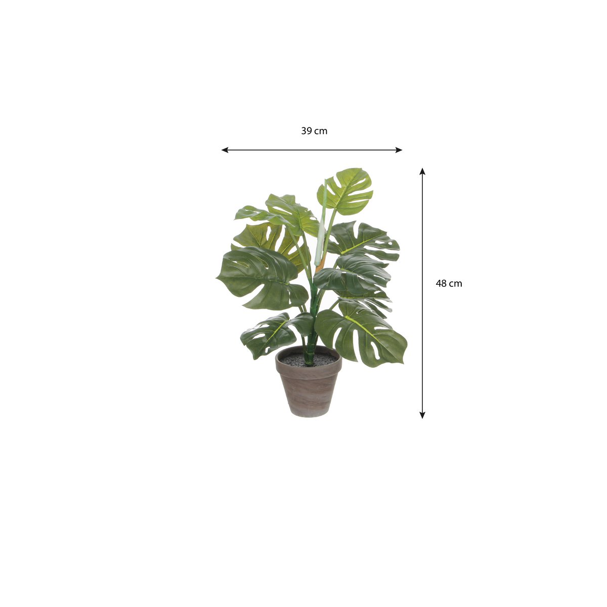 Monstera Kunstplant in Bloempot Stan - H48 x Ø39 cm - Groen