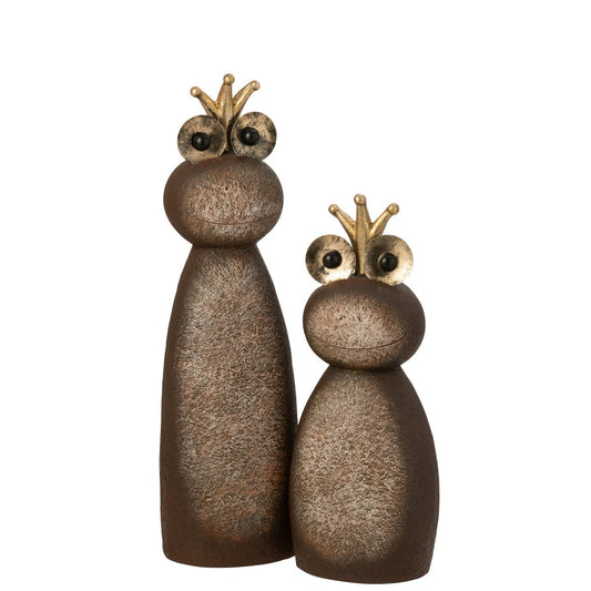 J-Line Kikker Kroon Donkerbruin/Goudkleurig Large