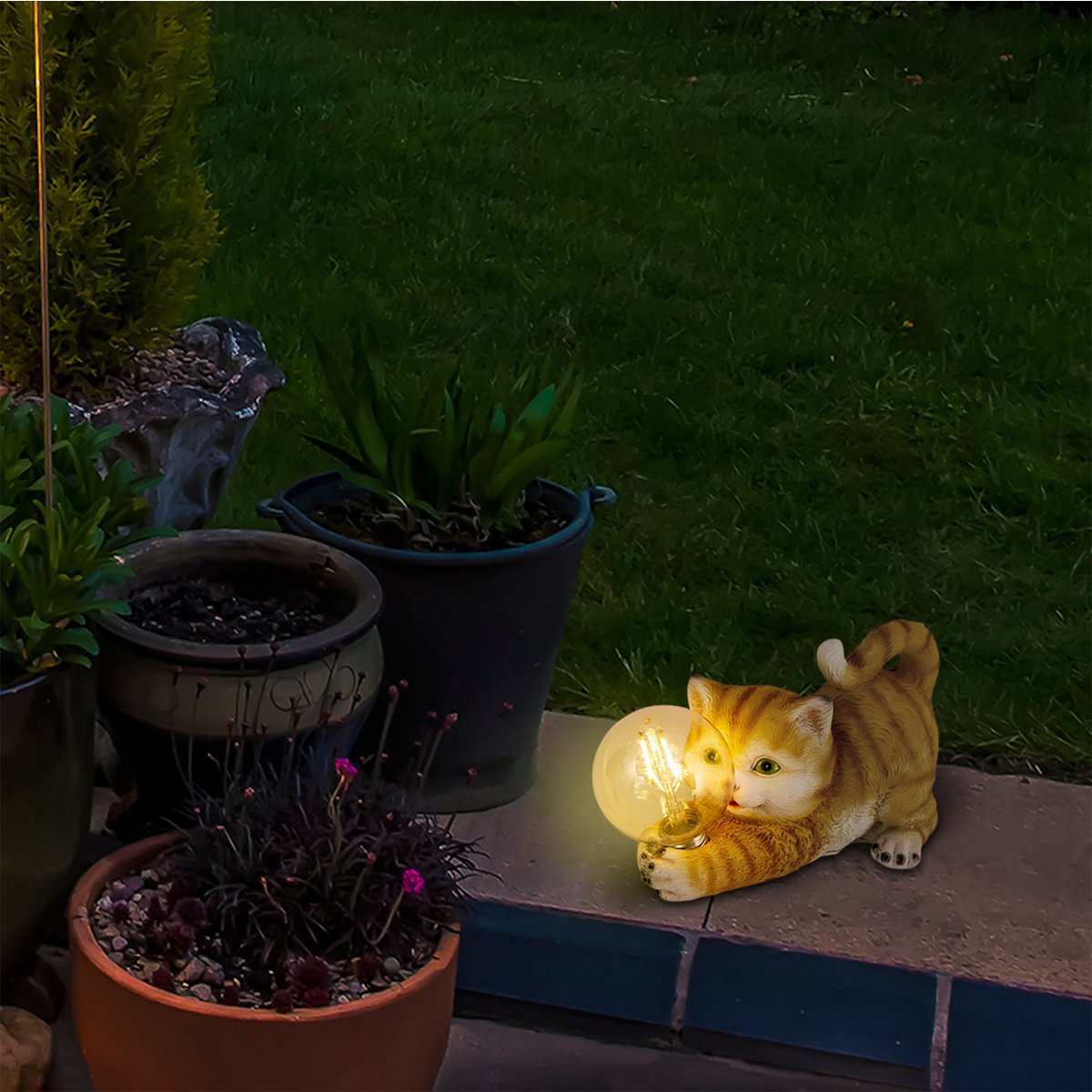 LED Solar Outdoor Lamp "Kat" 25 cm Geïntegreerde LED Schemersensor
