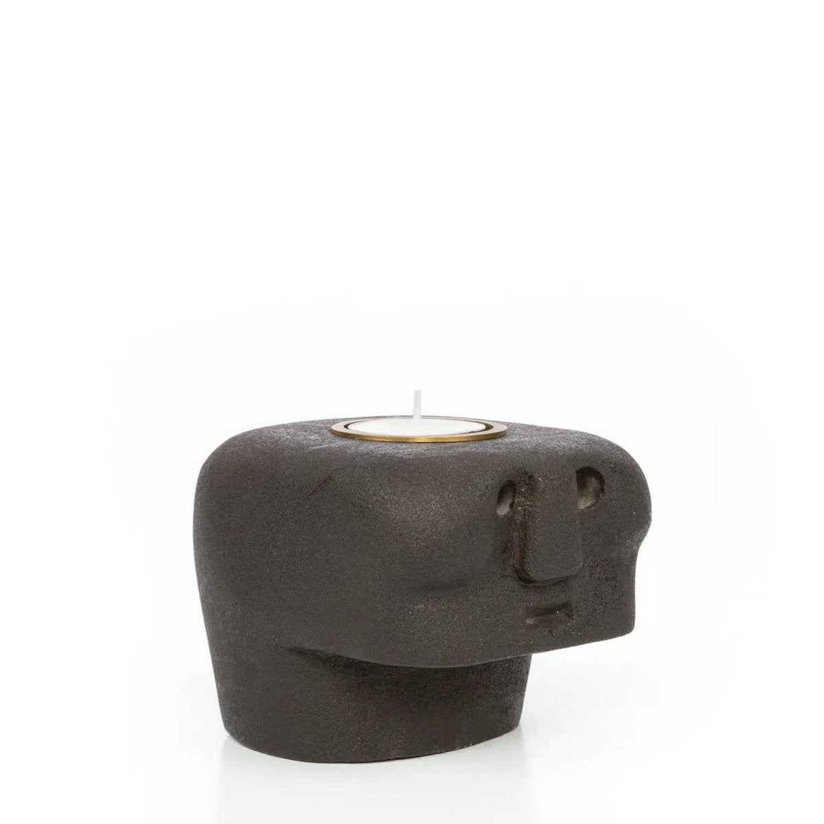 Sumba-serie steen donker kaarsenhouder 9cm hoog
