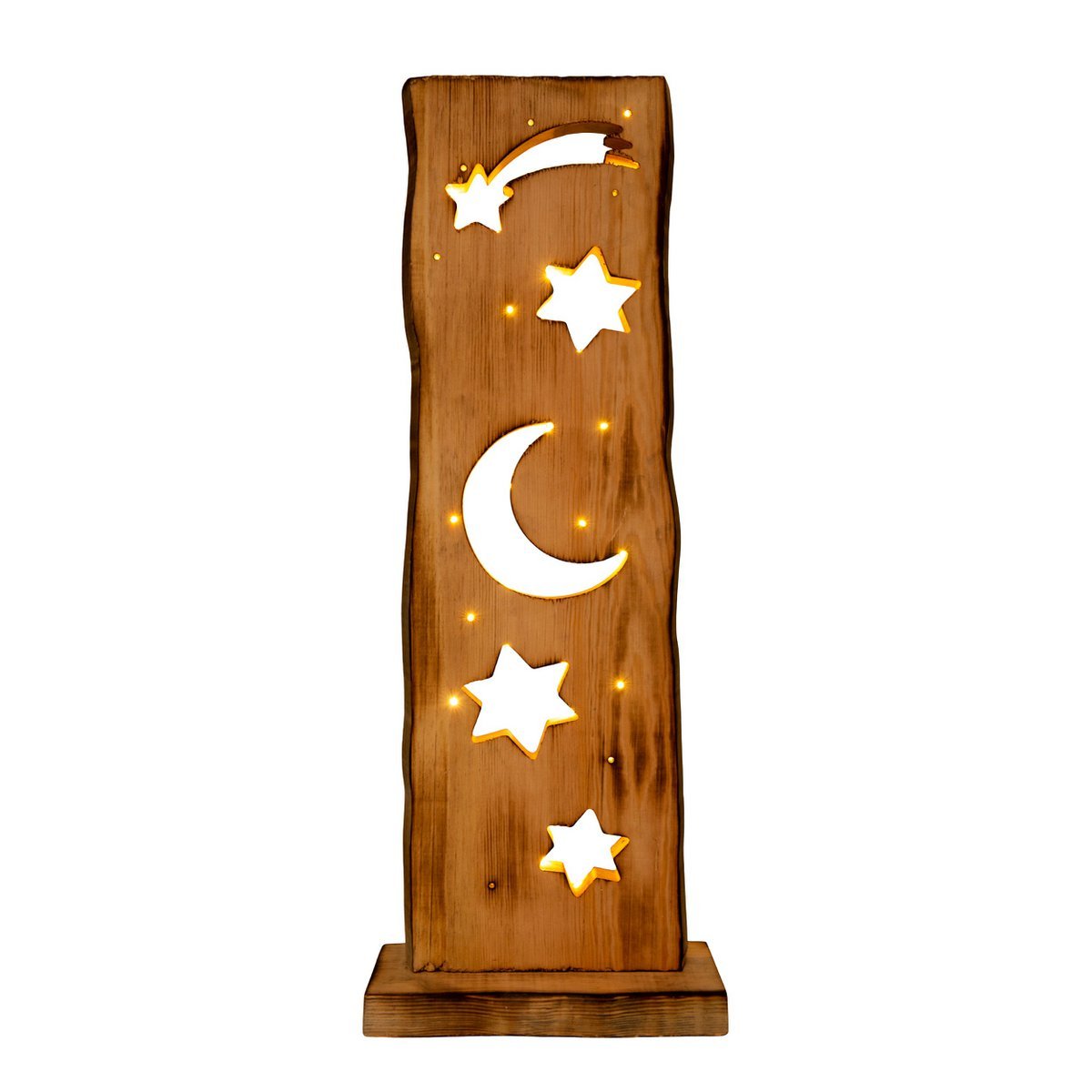 Houten Bord Maan en Sterren Hoogte 60cm met LED
