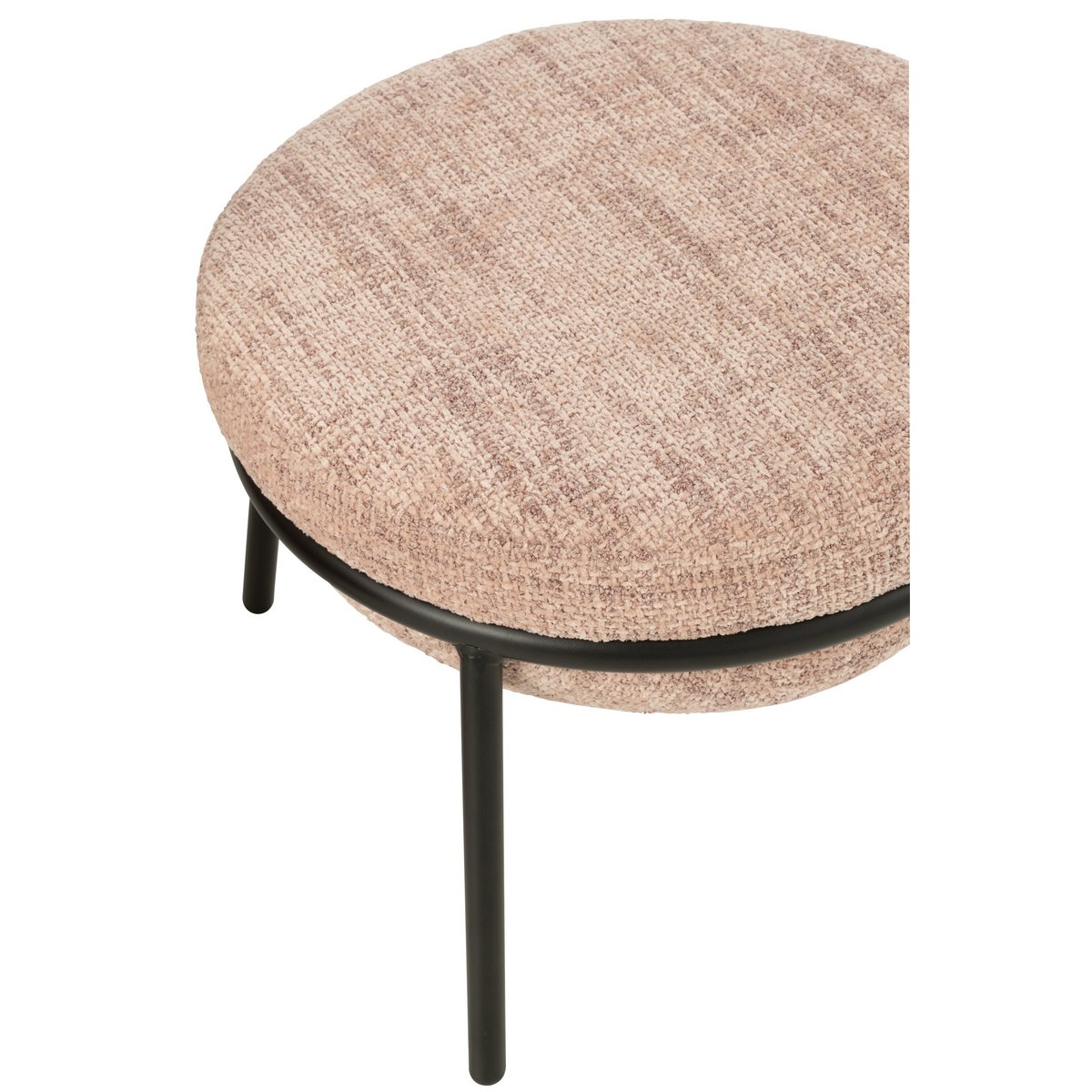J-Line Loungestoel+Poef Ijzer Lichtroze/Zwart
