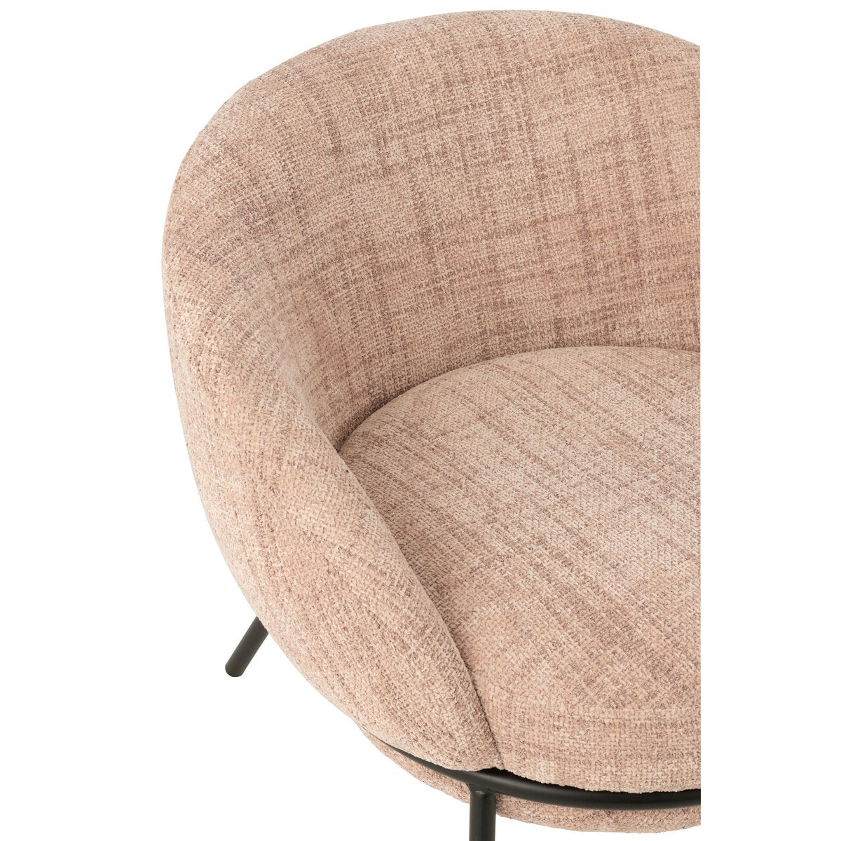J-Line Loungestoel+Poef Ijzer Lichtroze/Zwart