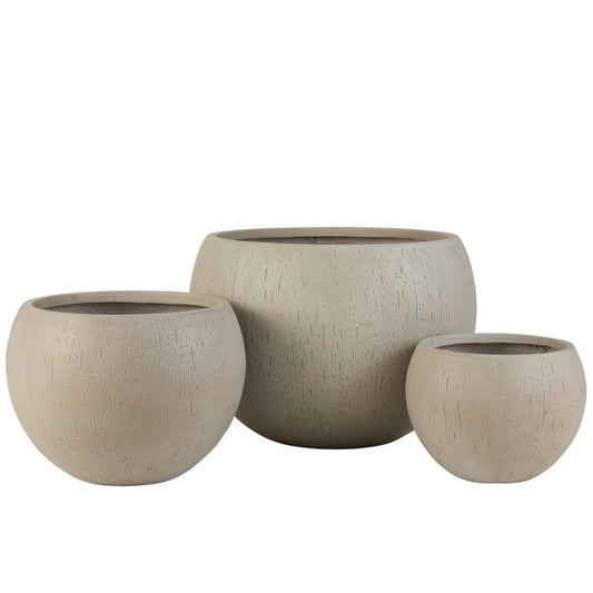 J-Line bloempot Rond Klei - keramiek - beige - 3 stuks - Ø 55.5 cm