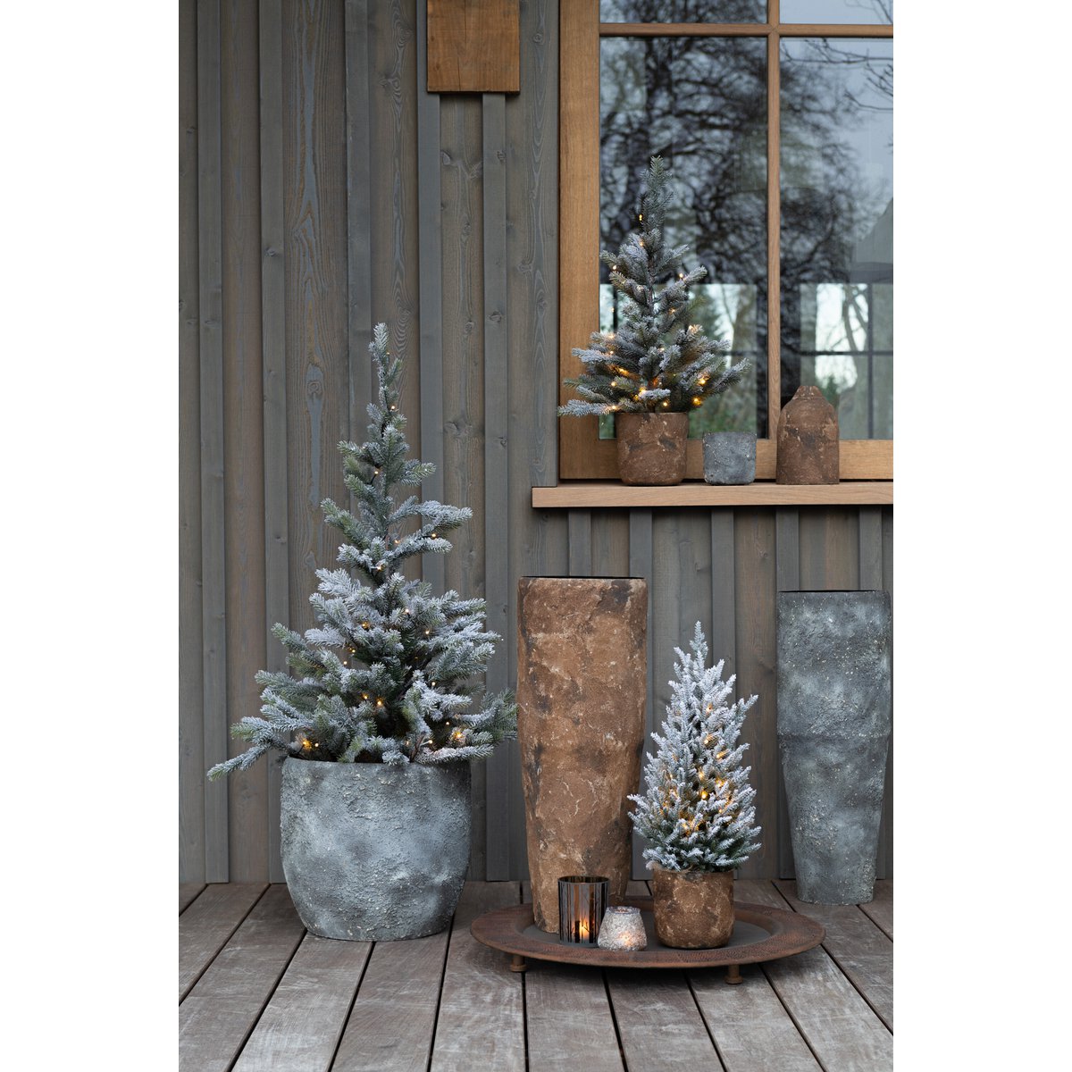 J-Line bloempot Ruw - metaal - grijs - Ø 40 cm