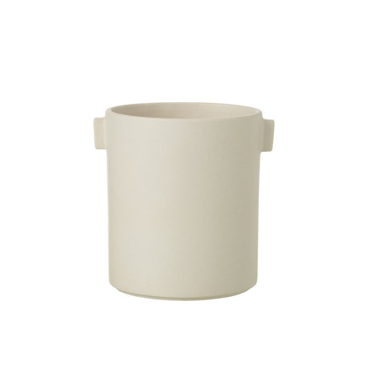 J-Line bloempot Handvat Steengoed - keramiek - wit - Ø 14 cm