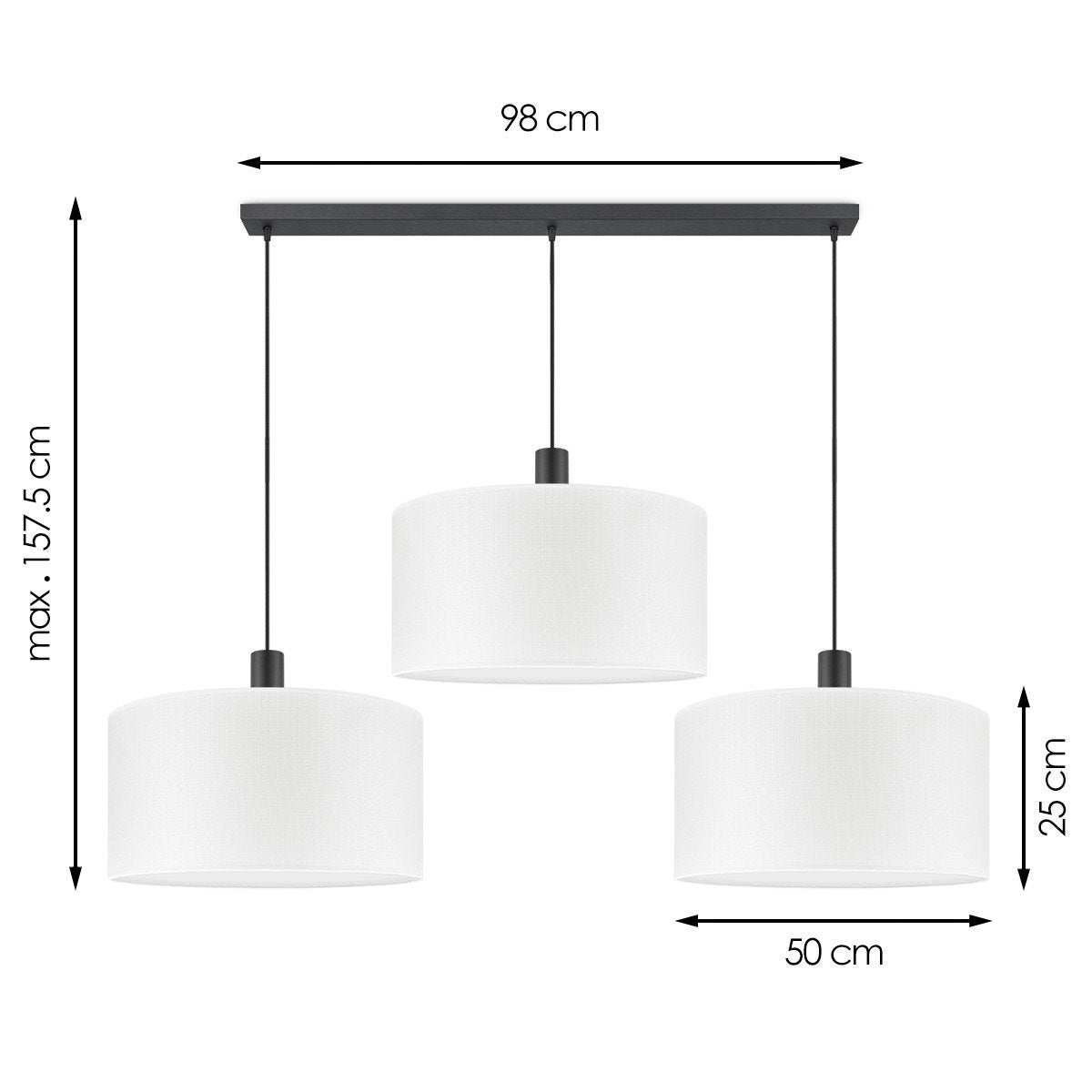 Hanglamp Canvas-Xxl Beam 3L - Wit - 50cm