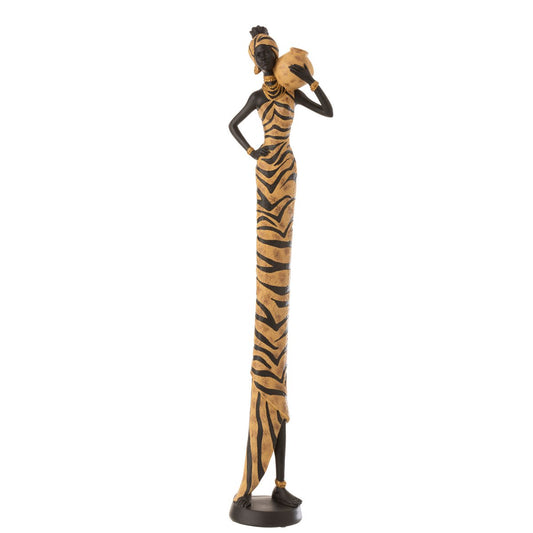 J-Line figuur Afrikaanse Vrouw Zebra - polyresin - zwart/bruin