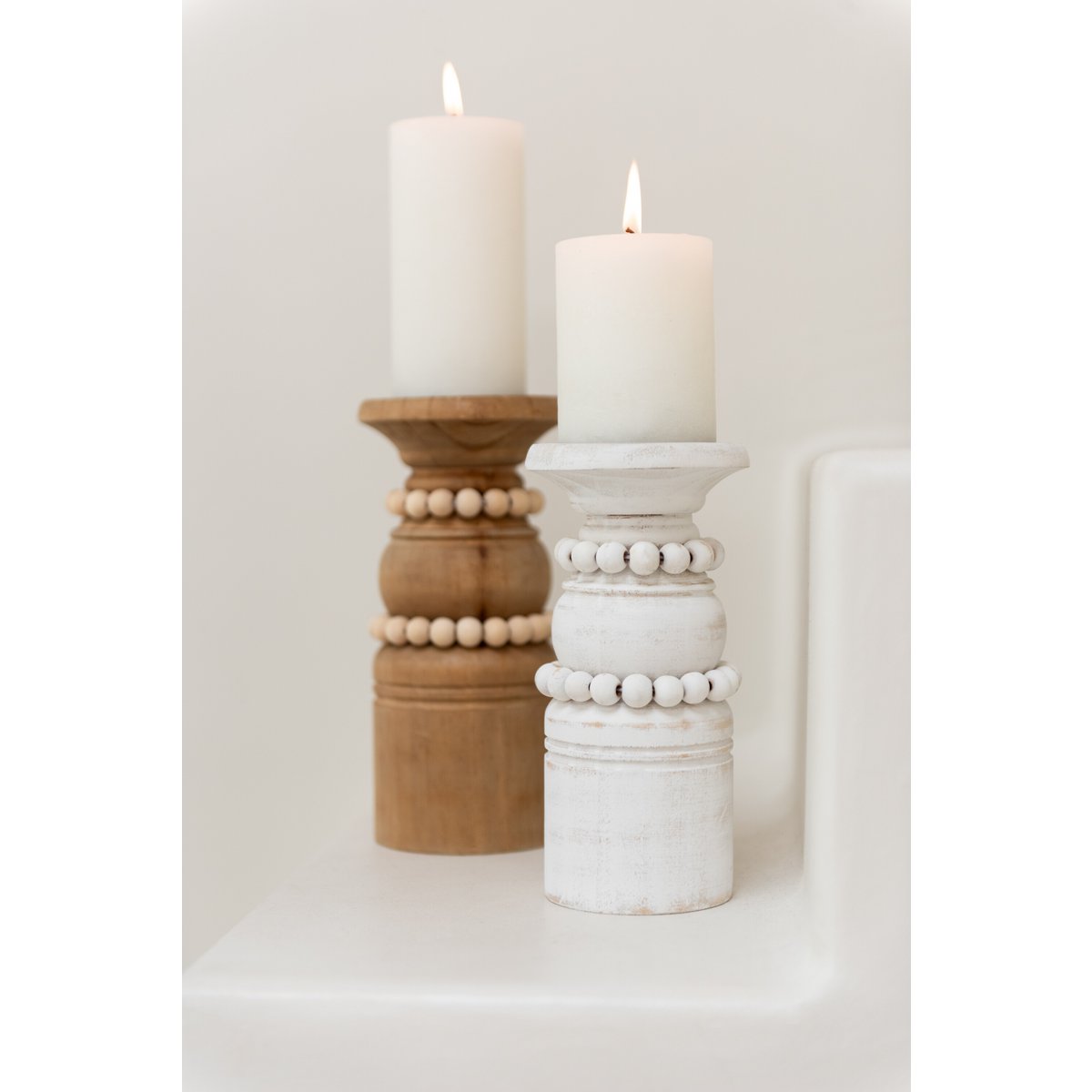 J-Line kaarshouder Pila - hout - wit - small