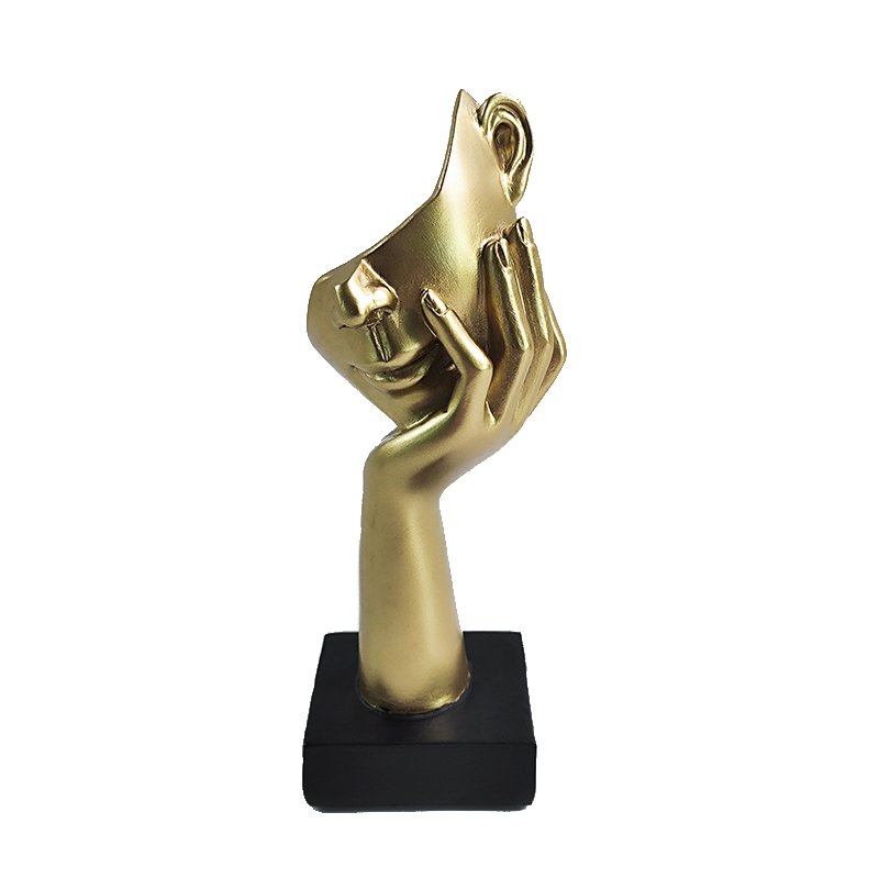 Decoratie Half gezicht in hand Brons