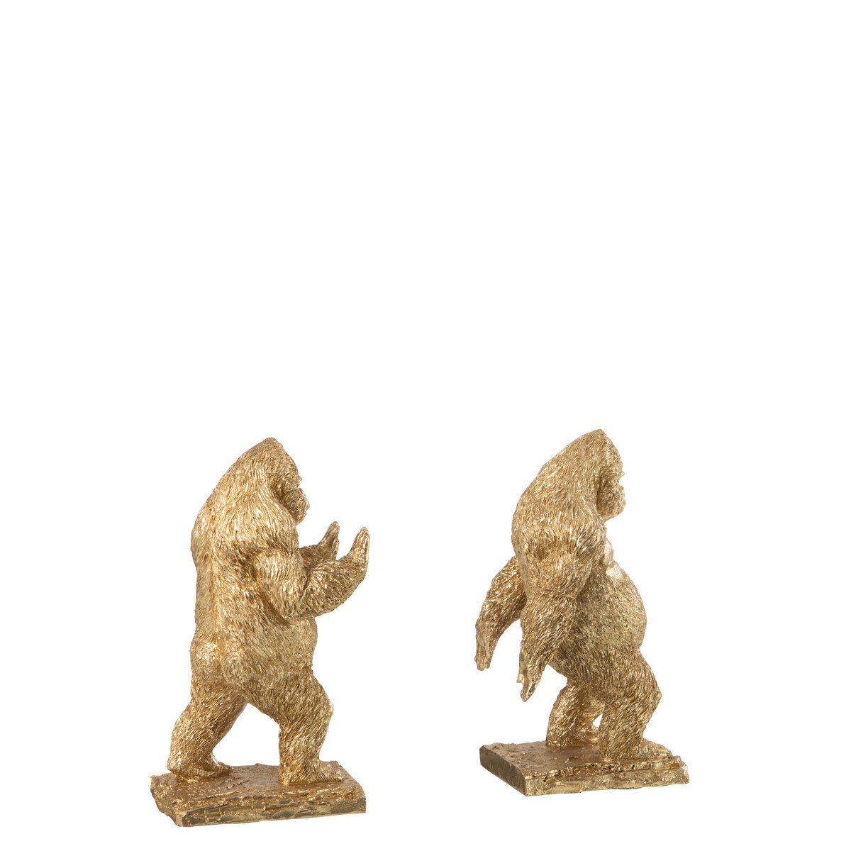 J-Line boekensteun Gorilla - polyresin - goud - 2 stuks