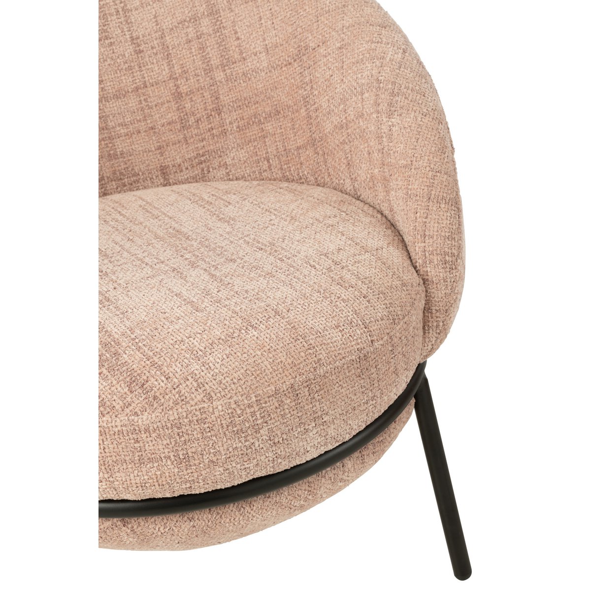 J-Line Loungestoel+Poef Ijzer Lichtroze/Zwart