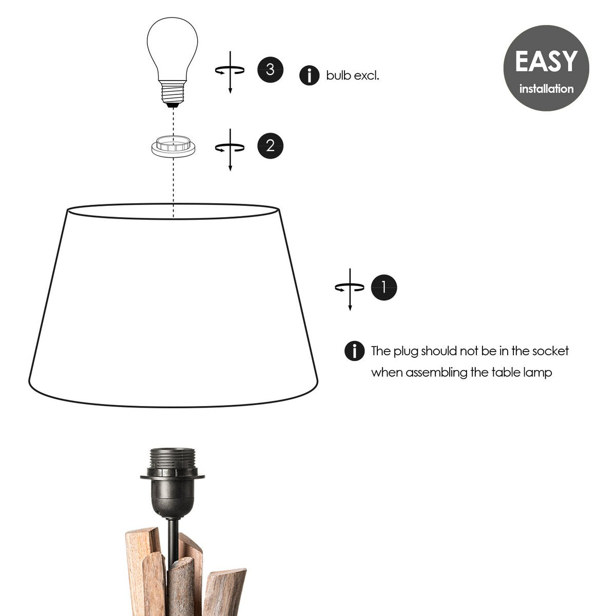 Tafellamp Melrose met Bindy Houten - Taupe Lampenkap