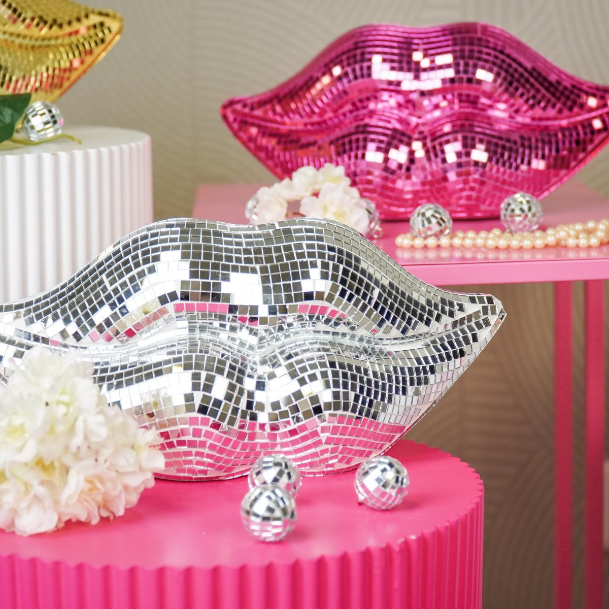 Ornament Disco-lips zilver
