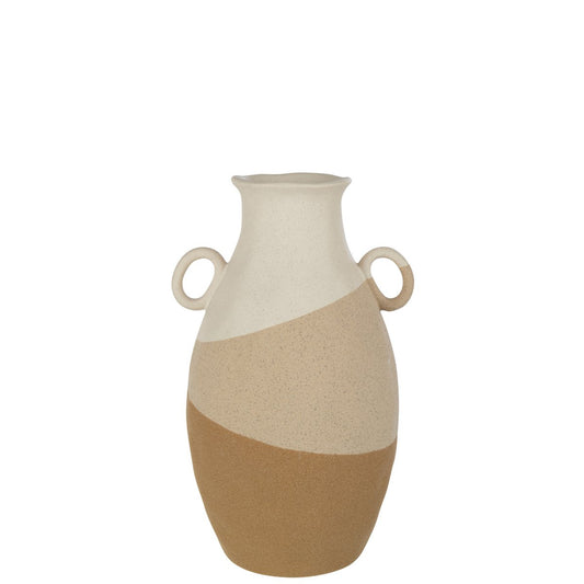 J-Line vaas Oor - keramiek - beige/lichtbruin - large - 34.5 cm hoog