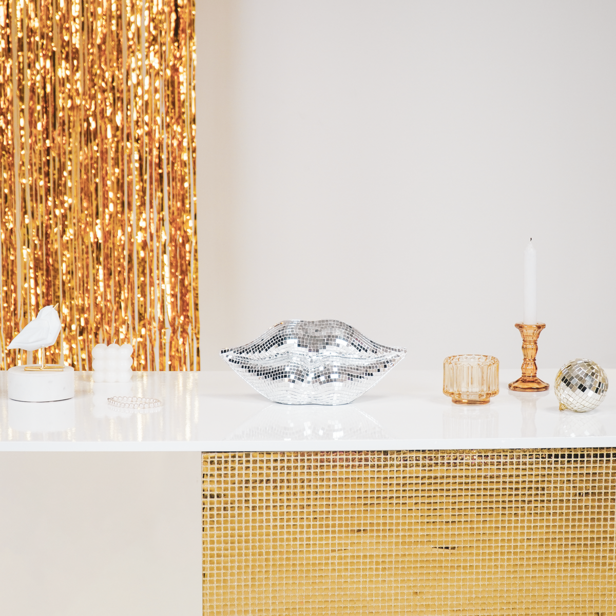 Ornament Disco-lips zilver