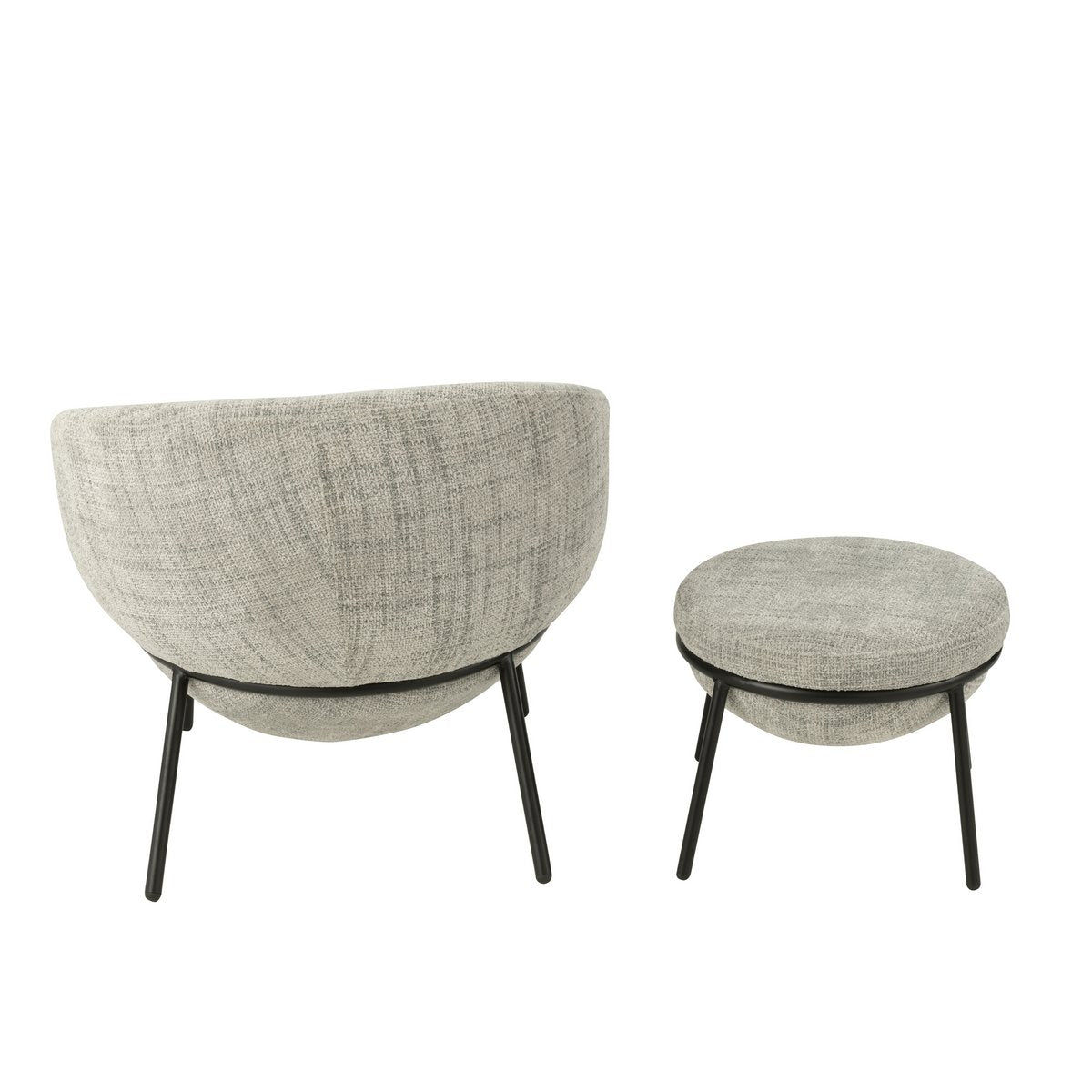 J-Line Loungestoel + Poef Ijzer Grijs/Zwart