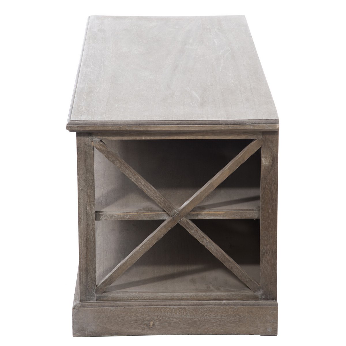 J-Line TV kast + 2 mand - hout - grijs/naturel