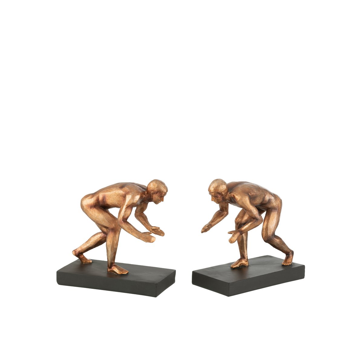 J-Line boekensteun Sporters - Polyresin - brons - 2 stuks