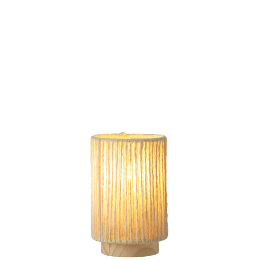 J-Line lamp Cilinder - metaal/katoen - naturel - small - LED lichtjes