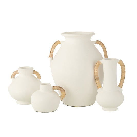 J-Line vaas Leo - keramiek - terracotta - wit/naturel - 43 cm hoog