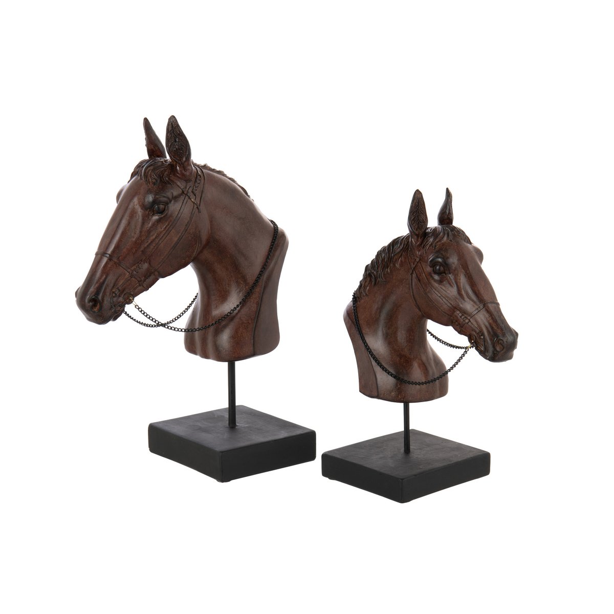 J-Line Paard Hoofd Op Voet Polyresin Donkerbruin Large