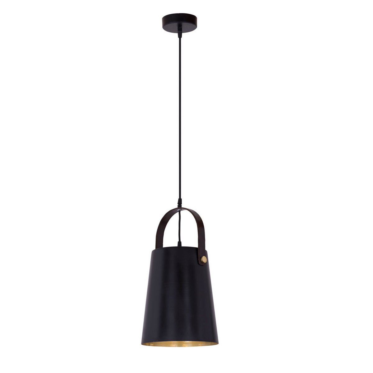 Hanglamp metaal met leren hanger Vintage stijl Wit of Zwart